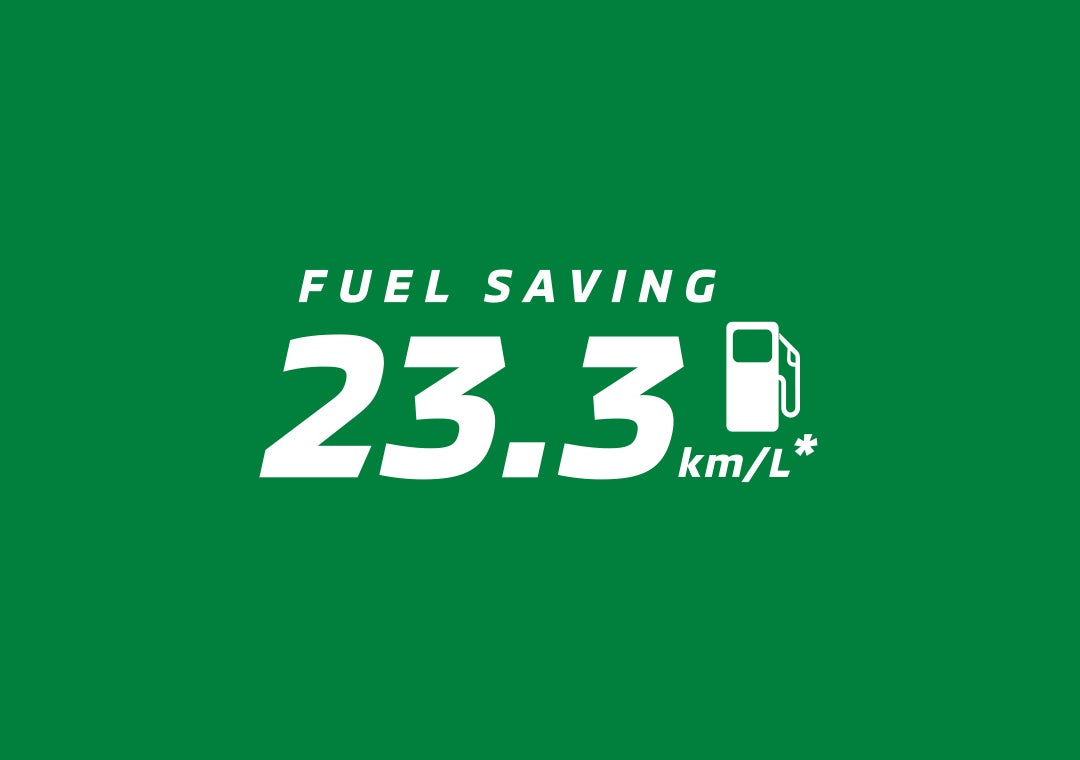 A fuel economy ratio of up to 23.3 km/L